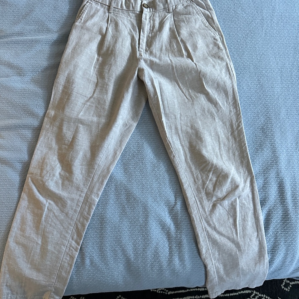 Old Navy Men’s Linen-Blend Khaki Pants - Size M (28–32W, 30–32L) Above Ankle Fit